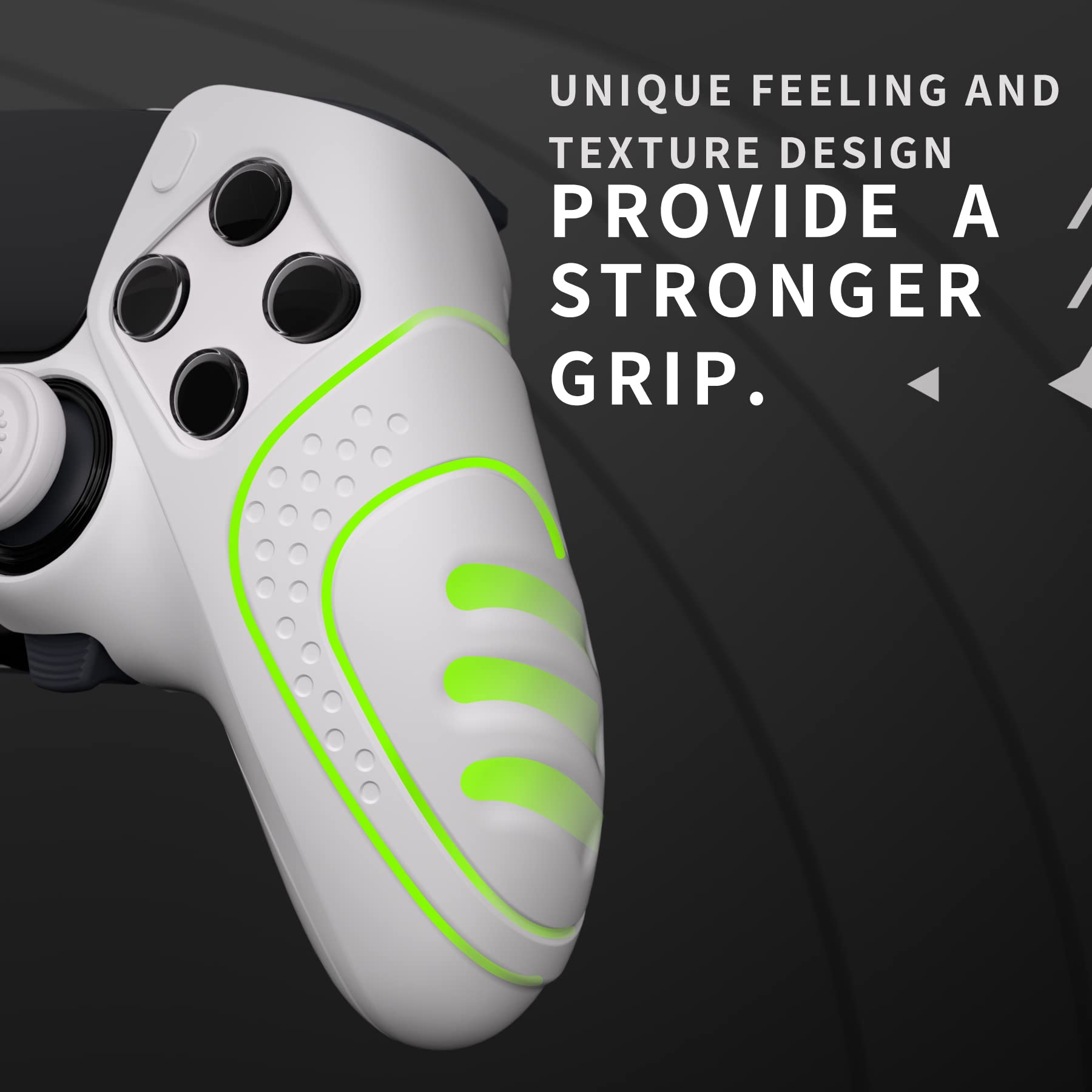 PlayVital Skórki do ps5 Edge Controller,Miękka Silikonowe Ochronne do ps5 Edge,Ergonomiczne Obudowy do ps5 z Nakładkami Kciuki-Biały(Guardian Edition)