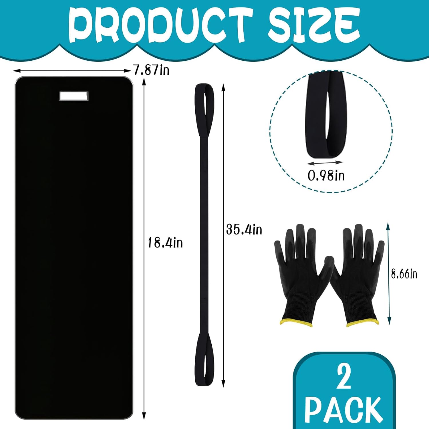 2 Pcs Appliance Sliders for Kitchen Appliances, Plastic Appliance Mover with Pull Strap & Protective Glove, Furniture Moving Slides for Tile Floors and Hardwood Floors, Glides Easily - 48.4" x 7.9"