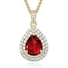 Valentine's Day Gift for Wife/Her-18K Gold Plated Teardrop Birthstone Necklace- with Light-Up Gift Box,Jewelry for Women,Anniversary Birthday Gifts for Women Her Wife Girlfriend Mom,Womens Jewelry