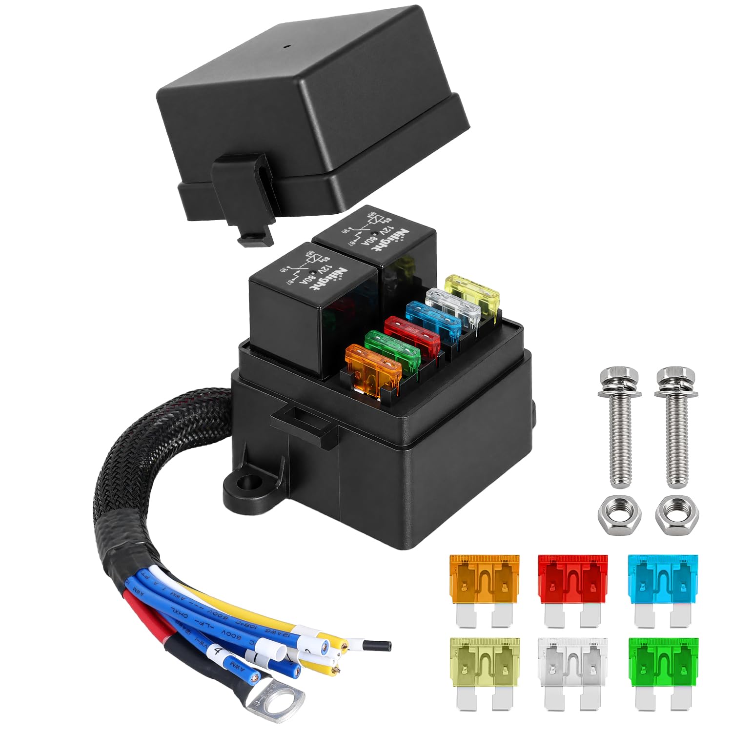 Amazon.co.jp: Nilight 12V ヒューズリレーボックス 2リレー 4ピン 80A