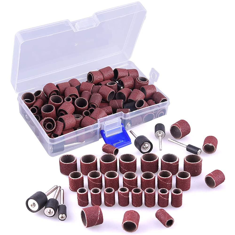 Lot De 100 Manchons De Ponçage Tambour + 2 Mandrins - Papier Abrasif Pour Dremel Outil Rotatif