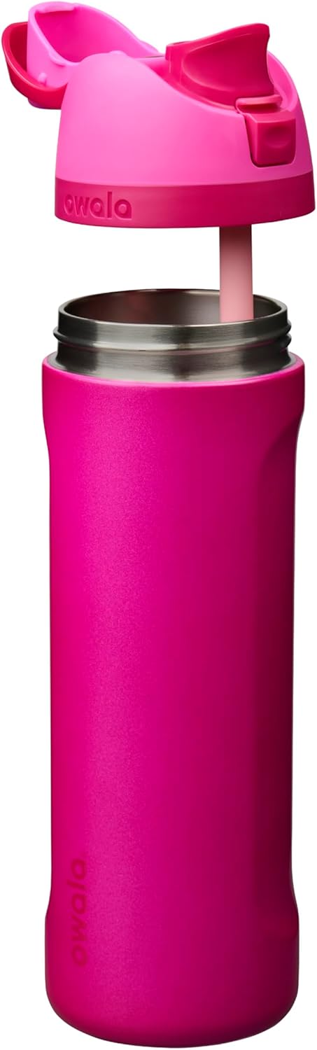 Owala FreeSip Insulated Stainless Steel Water Bottle with Straw, BPA-Free Sports Water Bottle, Great for Travel, 24 Oz, Read My Lips