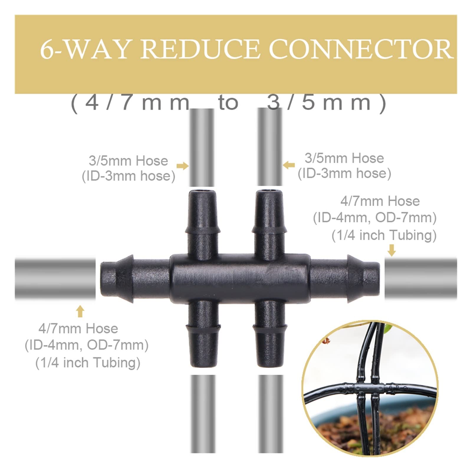 Zestaw do nawadniania kropelkowego nawadniania szklarni 4-drożny automatyczny system nawadniania kropelkowego 4/7 do 3/5 mm wąż ogrodowy zestaw do podlewania roślin rolniczych (kolor: FxX1 zestaw)