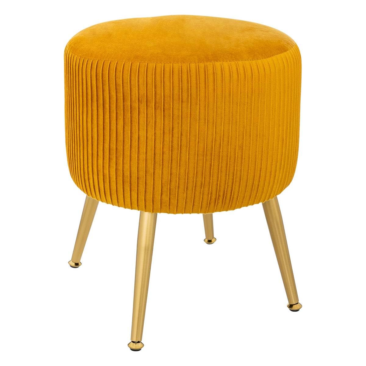ATMOSPHERA CREATEUR D'INTERIEUR - Sgabello in velluto plissettato giallo senape