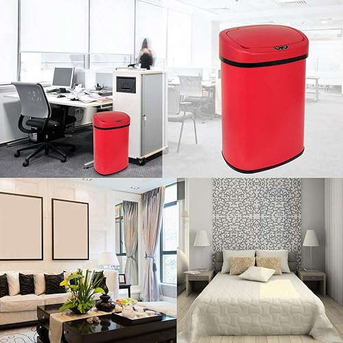 Miniatura 8 de Basurero de acero inoxidable con sensor automático de 13 galones, sin contacto, cubo de basura de cocina de alta capacidad con tapa para el hogar,