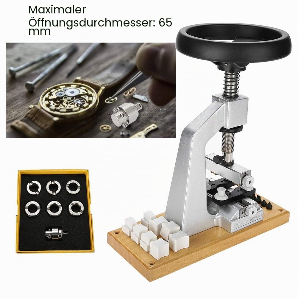 Uhrenöffner zum Batteriewechsel, 5700 Bench Case Opener Uhrengehäuseöffner mit 6 Stempeln Armbanduhrwerkzeug Rückenöffner Uhrenwerkzeug Gehäuseöffner für Tudor Uhren Uhrmacher