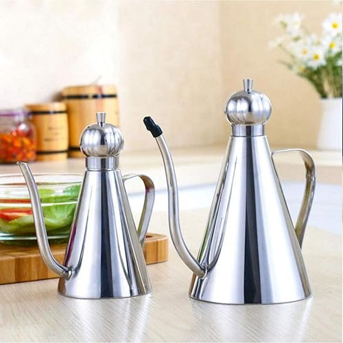 Miniatura 5 de ZWB - Botella dispensadora de aceite de oliva para cocina, recipiente de aceite de acero inoxidable, olla de aceite a prueba de fugas, recipiente de