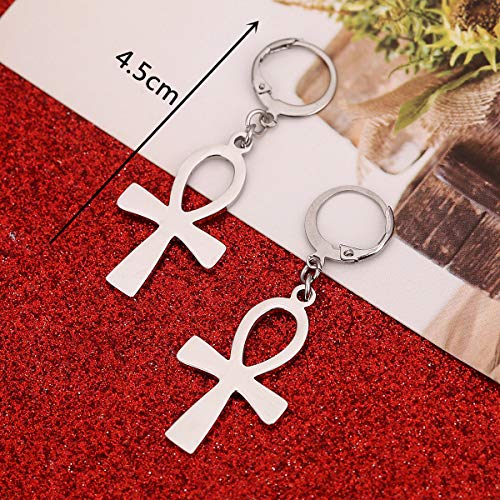 Stainless Steel Egyptian Ankh Cross Earrings Charms Jewelry Egypt Hieroglyphs Crux Ansata2