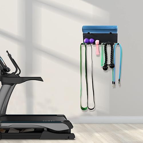 Miniatura 4 de Estante de almacenamiento multiusos de 2 niveles para bandas de resistencia, correas, cuerdas de salto, rodillos de espuma, cadenas, cinturones de