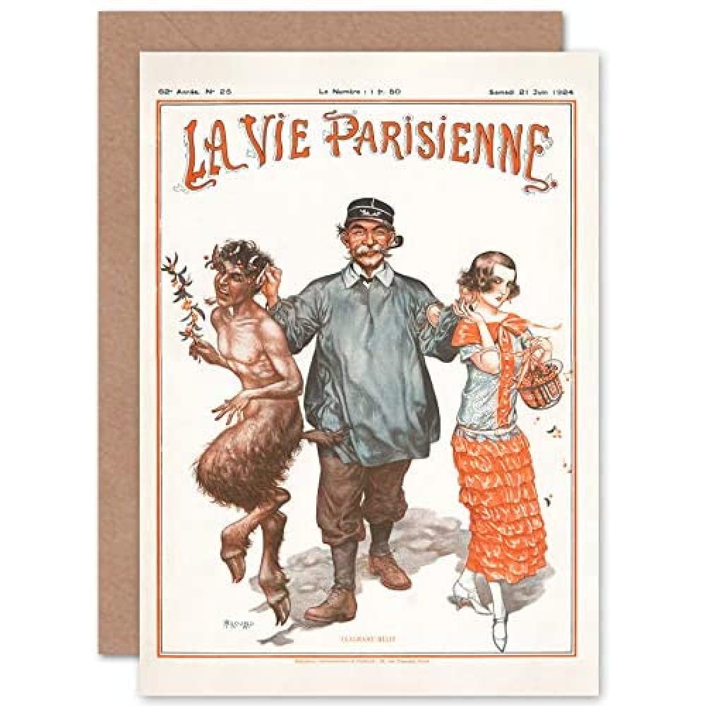 Artery8 La Vie Parisienne Punishing Faun Girl Magazine Cover Sealed Greeting Card Plus Envelope Blank inside