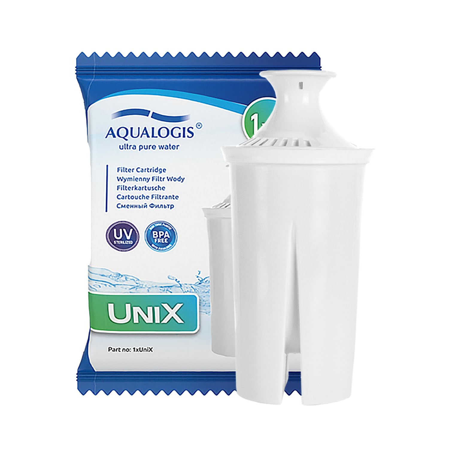Aqualogis Sonata 2.9L Caraffa Filtrante in Vetro Borosilicato - Include 1 Cartuccia UniX - Celeste - Riduce Calcare, Cloro e Odori - Design Elegante e Moderno