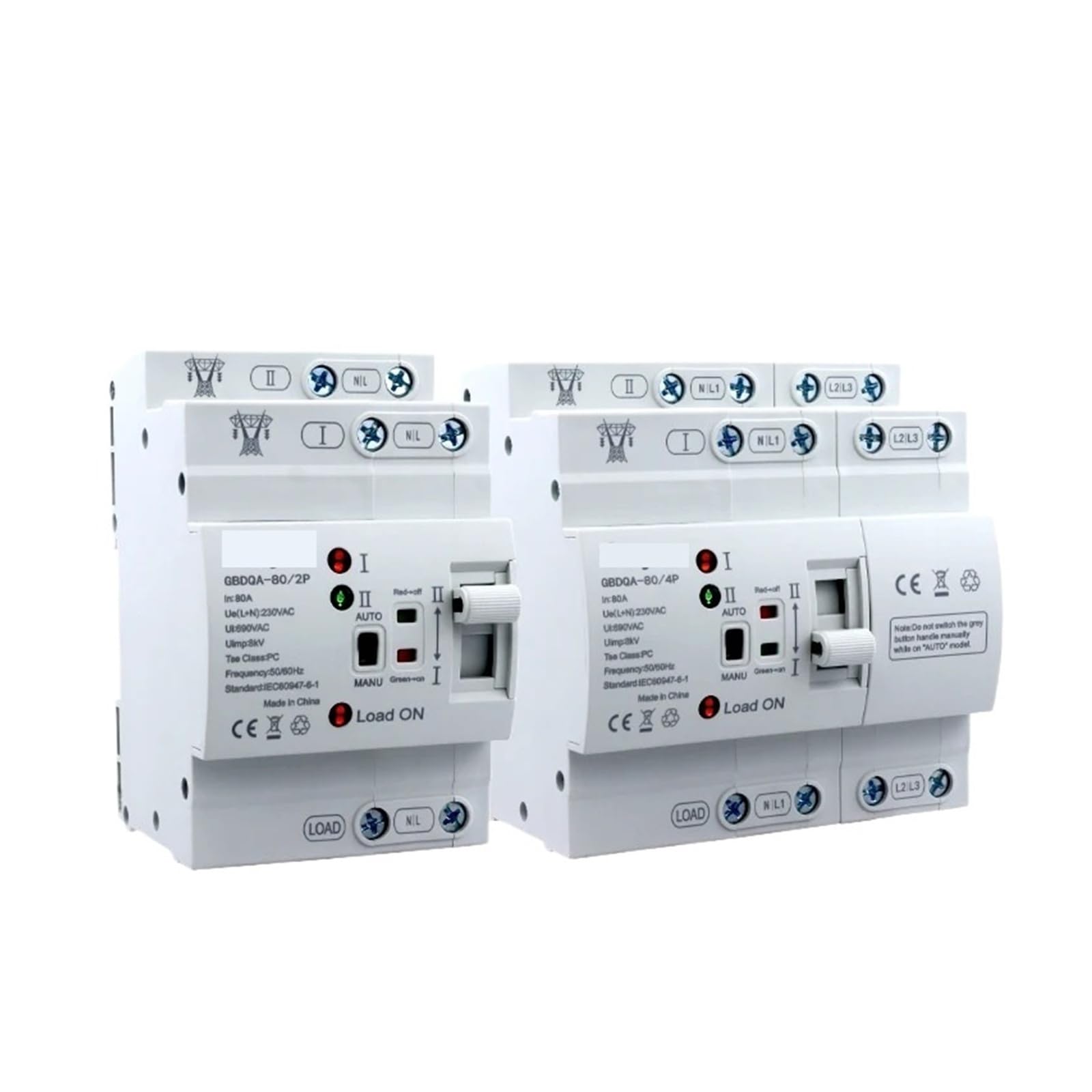 2P 4P Dual Power Automatischer Umschalter Elektrische Wahlschalter 32A 40A 63A 80A(2,63A)