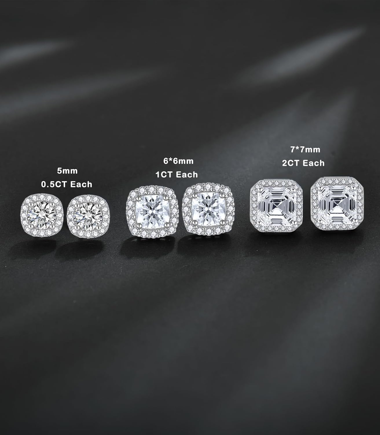 Moissanite Stud Earrings D Color VVSI Lab Created Moissanite 925 Sterling Silver Halo Earrings Jewelry Gift for Women Men - Image 4