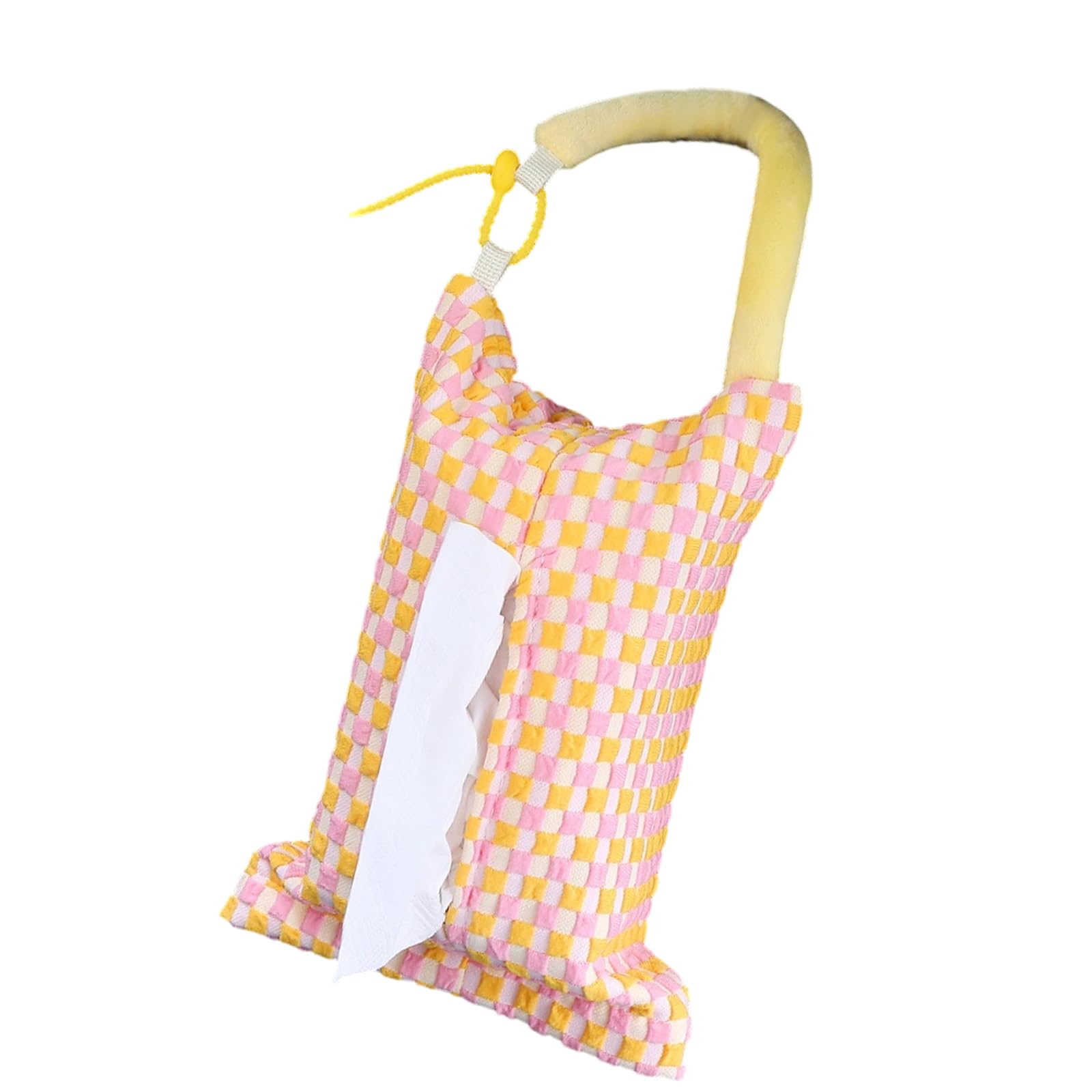 Car Headrest Tissue Box Interior Accessories Plaids Pattern Paper Case Hanging Napkin Bag Dispenser Sun Advisor Box