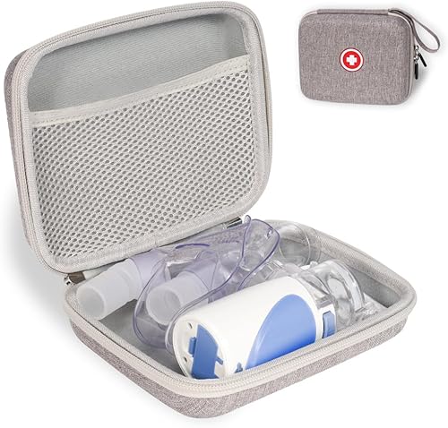 Fukumi Estuche de transporte para nebulizador portátil, bolsa médica de viaje, bolsa médica de emergencia dura para inhalador, estuche espaciador