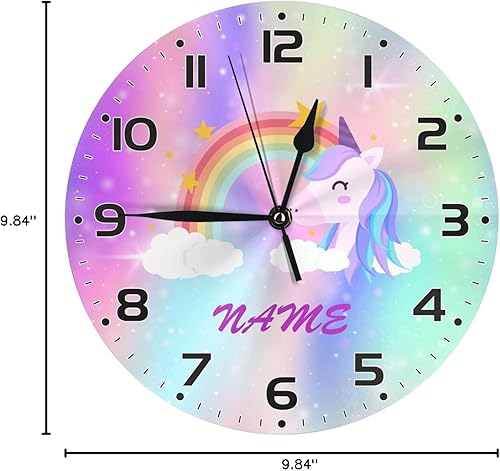 Vista 40 de Reloj de pared de dinosaurio con garra de galaxia personalizado para habitación de niños, reloj de pared personalizado con nombre de niño, regalo