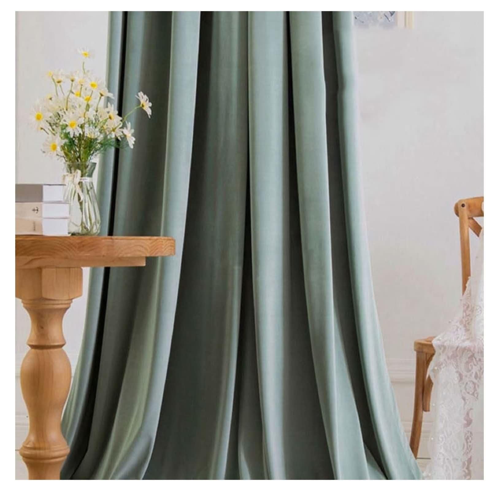 Rideaux salon occultants Beydodo lot de 2 en polyester vert clair uni 107x160cm
