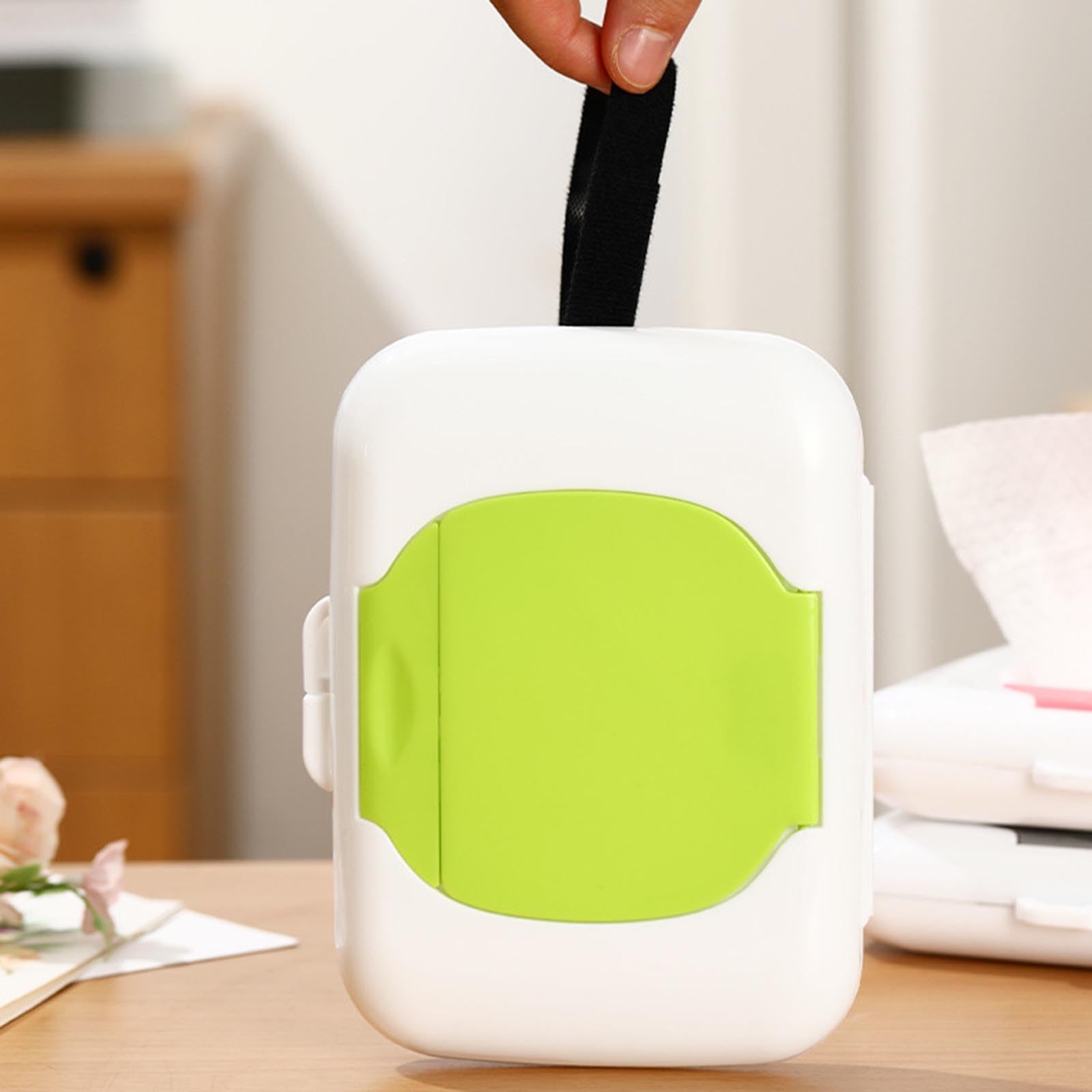 Storage Boxes Dispensers Refillable Wipe Holder Baby Wipe For Indoor Outdoor Reusable Travel Wet Container Wet Organizer (Green, One Size)