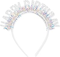 Vista 9 de CIEHER Diadema de corona de cumpleaños para mujeres y niñas, tiara con decoraciones - negro