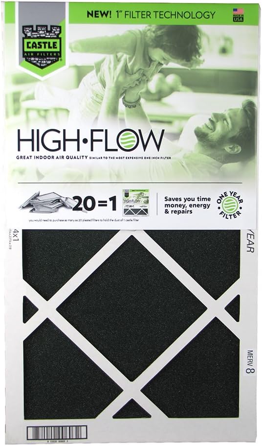 Castle Filters, One-Year HVAC Furnace Filter, 14" x 24” x 1”,Black