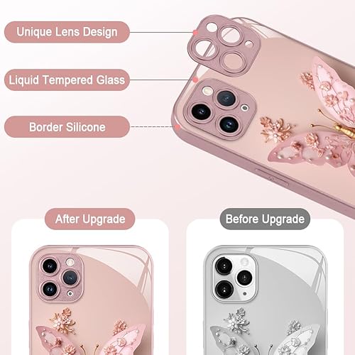 Miniatura 3 de AIGOMARA Funda para iPhone 11 Pro Max de 6.5 pulgadas, bonita mariposa chapada con purpurina con protección de la cámara, a prueba de golpes,