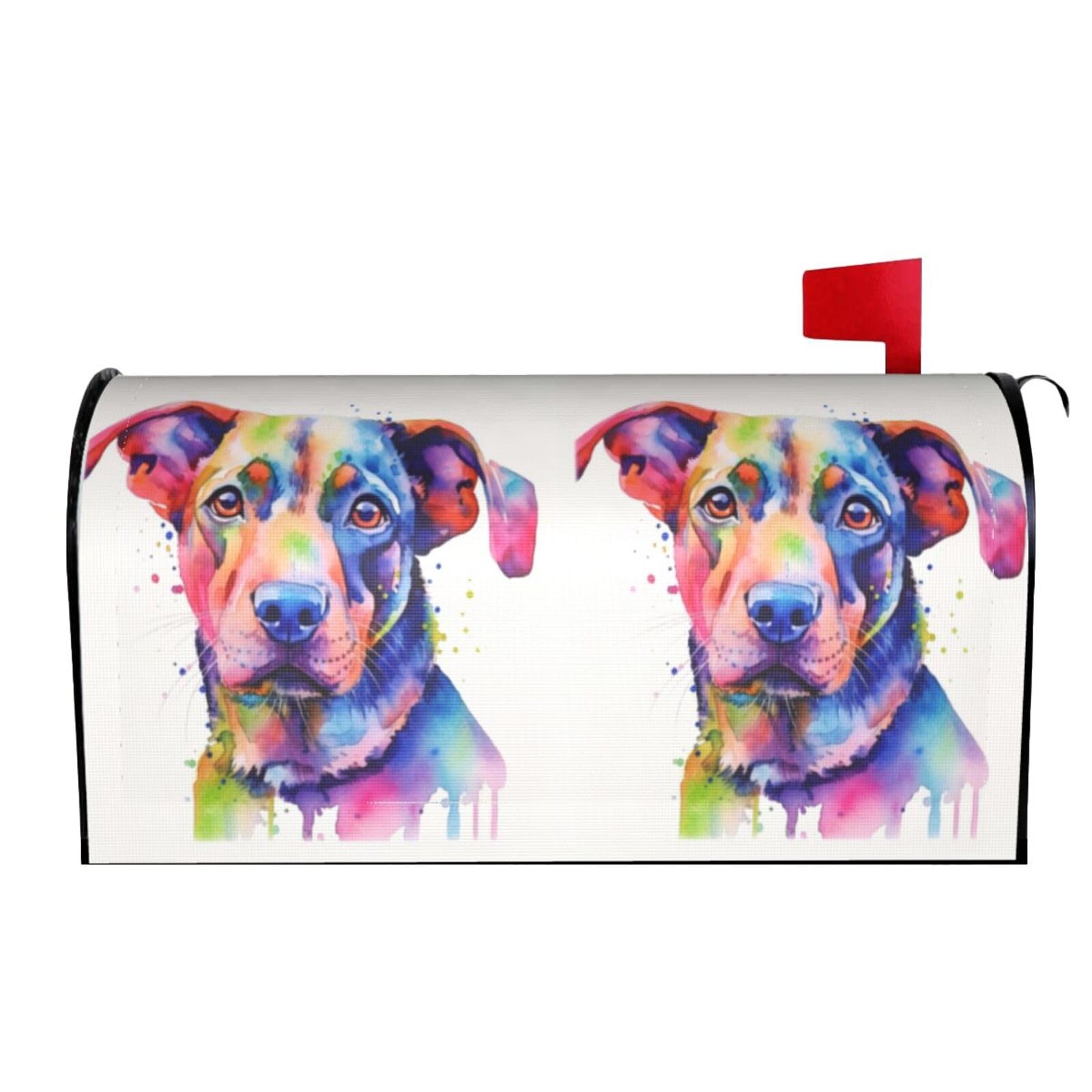 Watercolor Dog 04 Mailbox Covers Magnetic Wraps Post Letter Box Cover Garden Home Decor