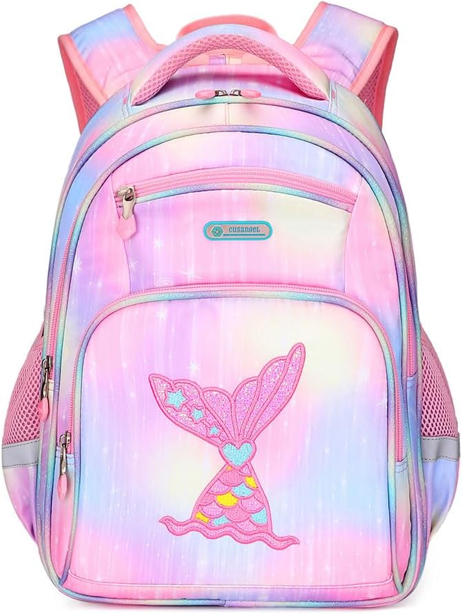 Cusangel Kids Backpack for Girls Preschool Elementary Kindergarten Mermaid School Bag 15.6″ Multifunctional Cute Large Capacity