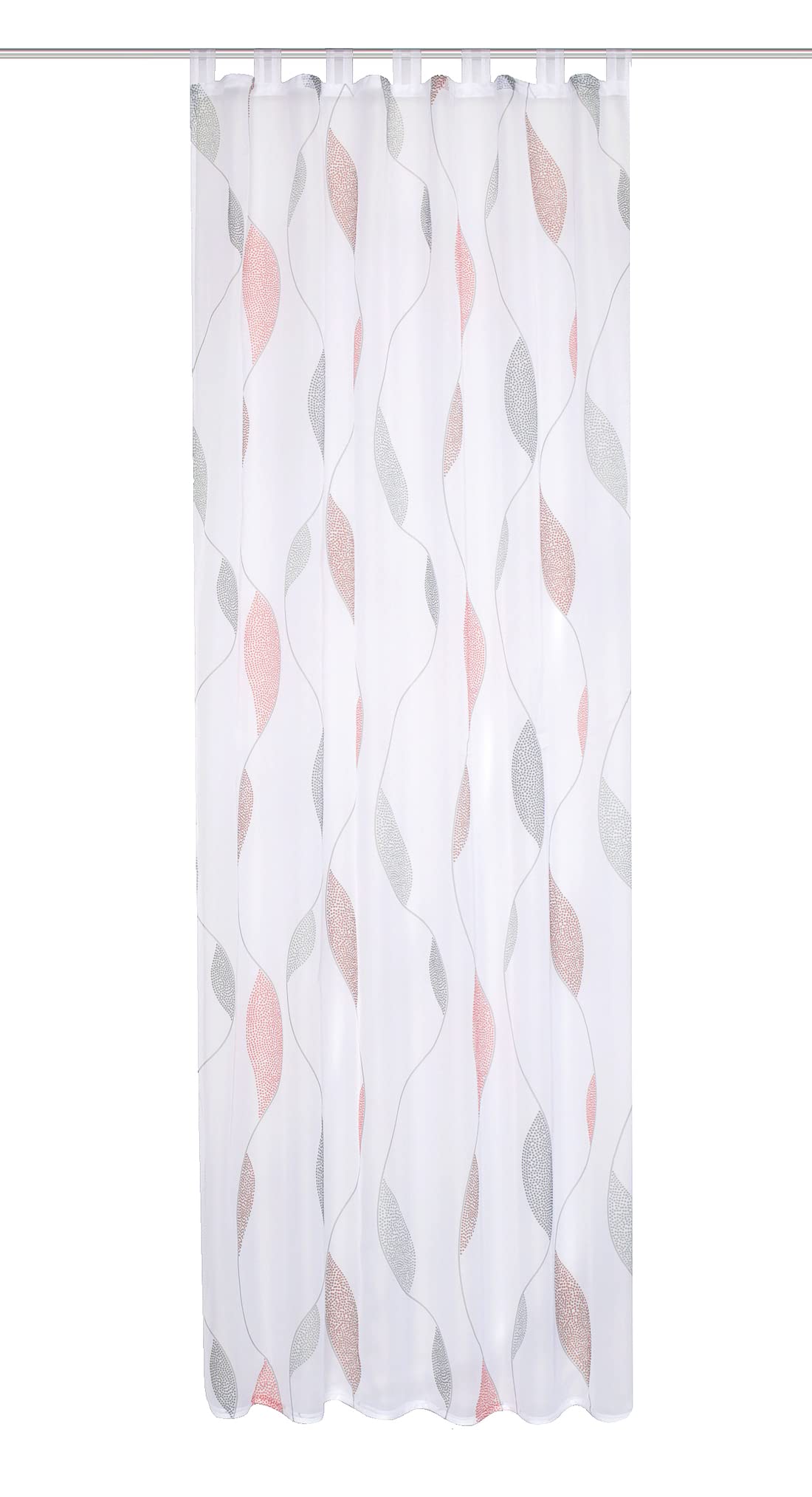 HOMEbasics Paolo – bedruckter Voile Vorhang, Schlaufenschal, rot, H 225 cm x B 140 cm