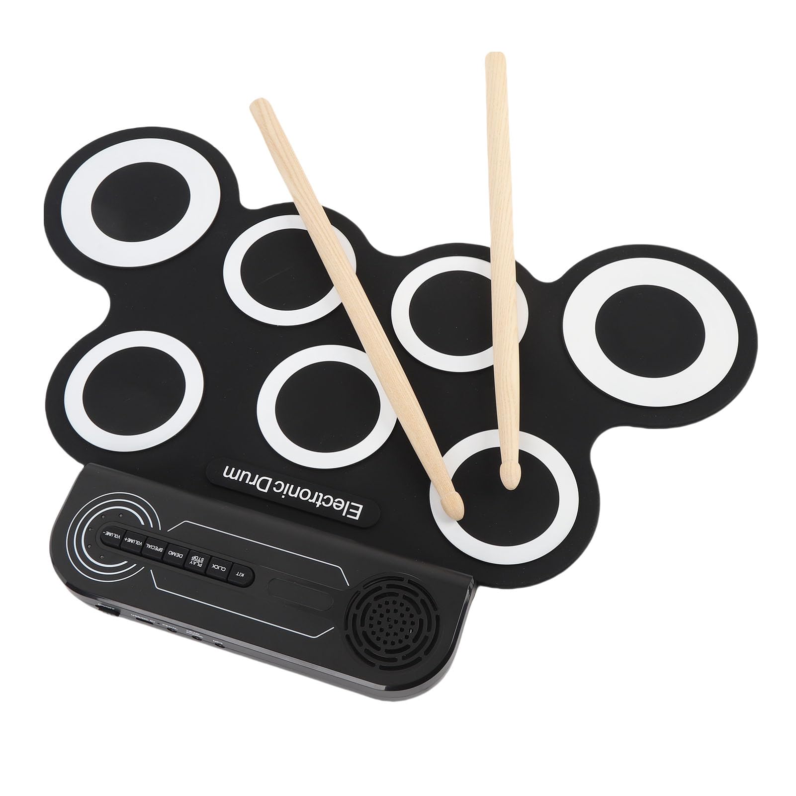 aqxreight Almohadilla de Práctica Electrónica con Efectos de Sonido Incorporados, Silicona con Baquetas de Madera para Niños, el Tambor Es para una Almohadilla Electrónica Segura, de Práctica,