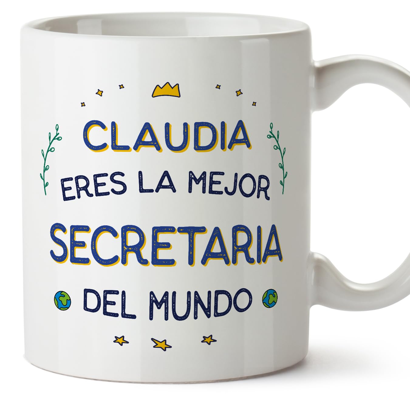 MUGFFINS Personalised Mug for Secretary Woman - in Spanish - Mejor del Mundo - Funny Custom Gift for Colleagues - Ceramic 11oz Mug