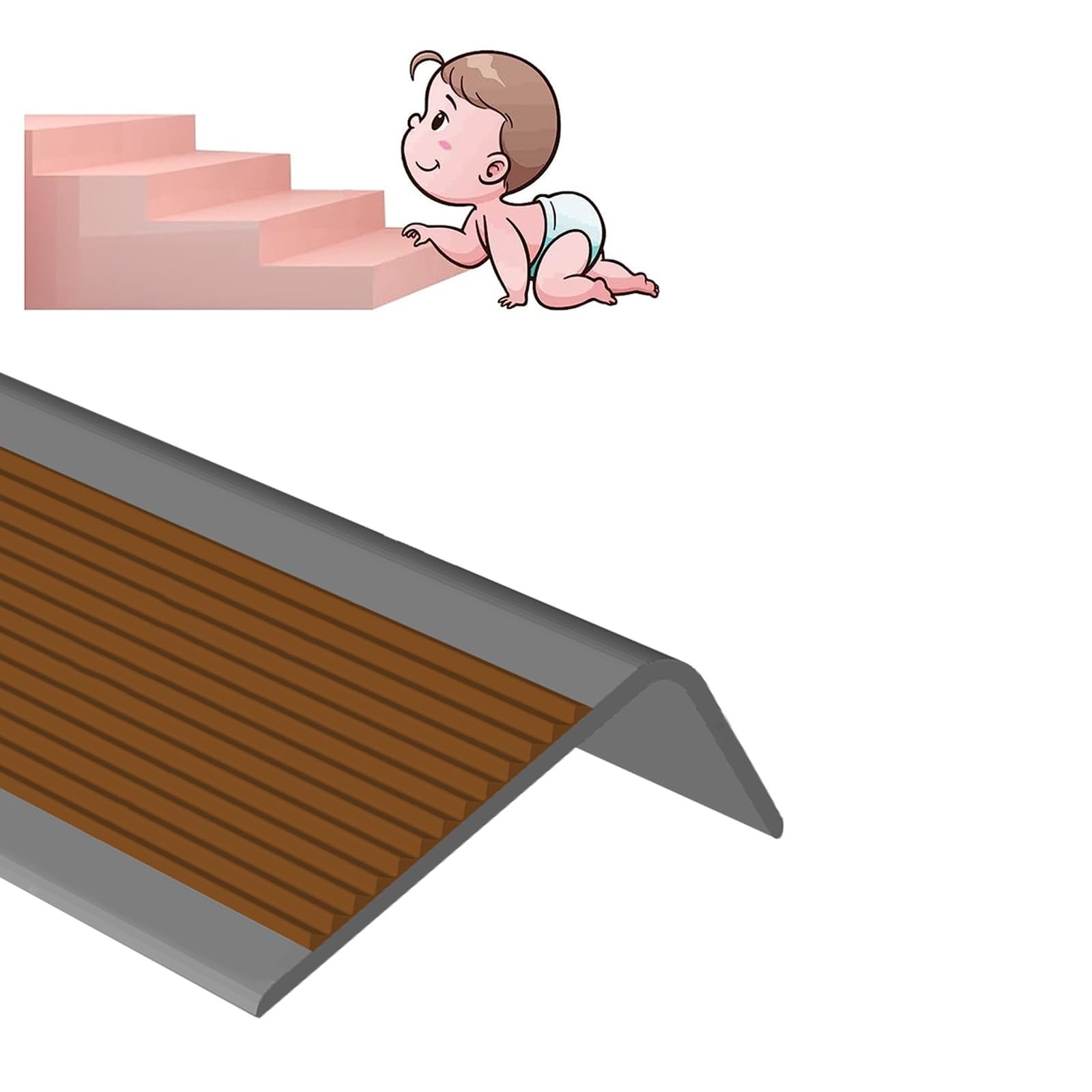 Material De PVC Tiras Antideslizantes para Peldaños, Autoadhesivo De Borde para Escaleras En Forma De L, Pegado Y Antideslizante, Escaleras Adecuadas para Hoteles / Jardines De Infancia ( Color : B ,
