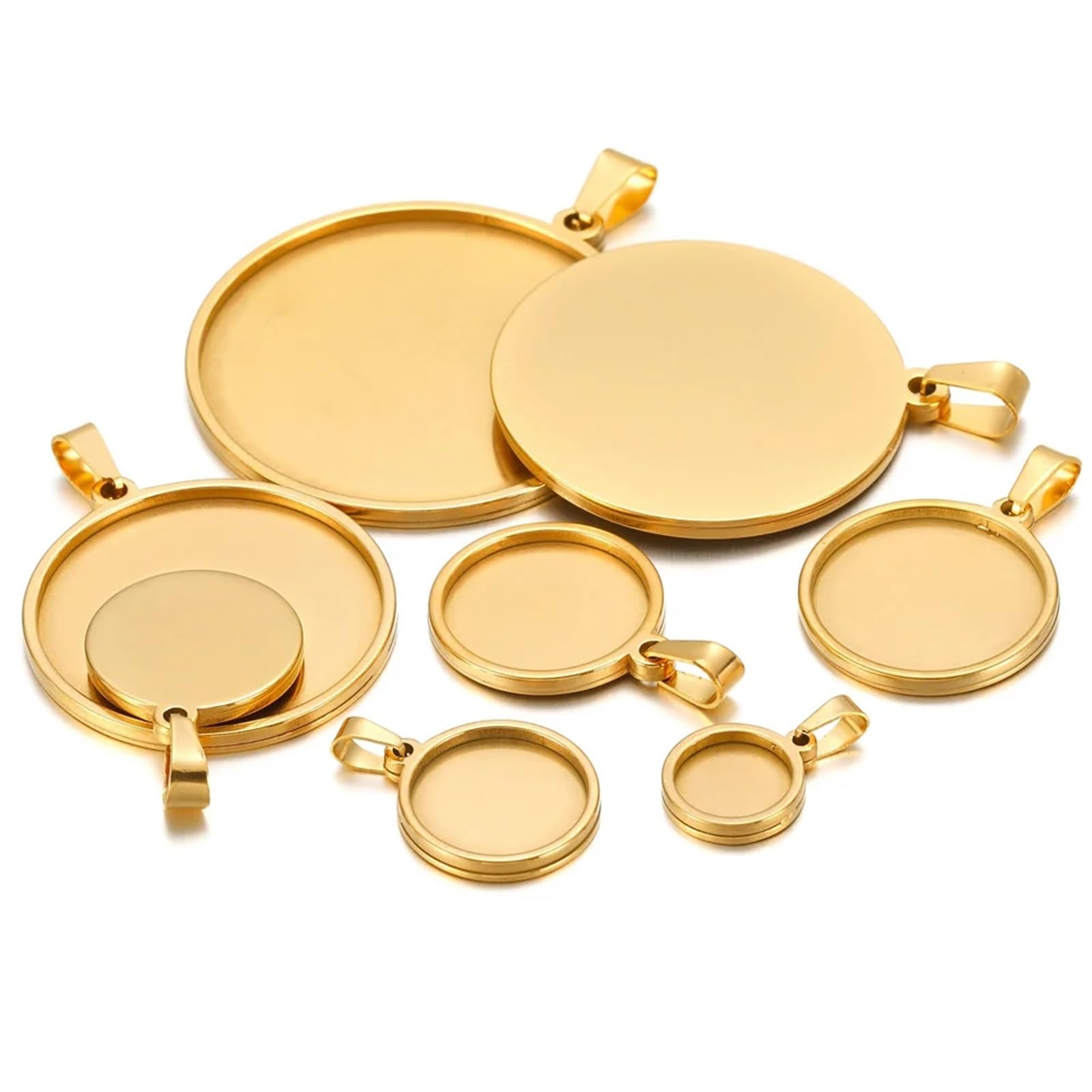 Supports pour pendentifs, Lunette camée cabochon vierge(Gold,30mm)