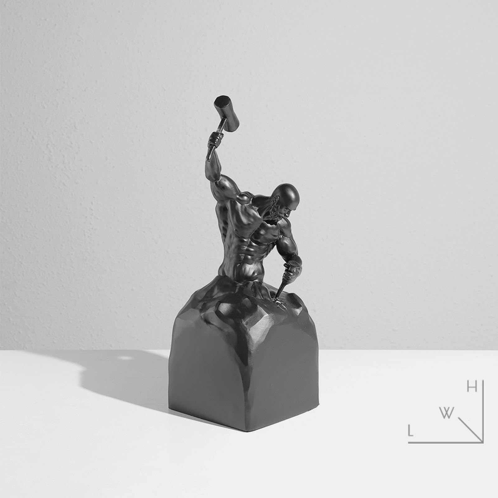 #N/A/a Figuras de Hombres Simples de Resina, Figura autotallada, Estatua, esculturas de Resina caseras Modernas, Negro
