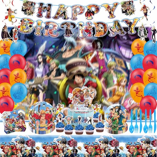 119 PCS Birthday Party Supplies Decorations Include Happy Birthday Banner Latex Balloon Tablecloth Paper Tableware Hanging Swirl