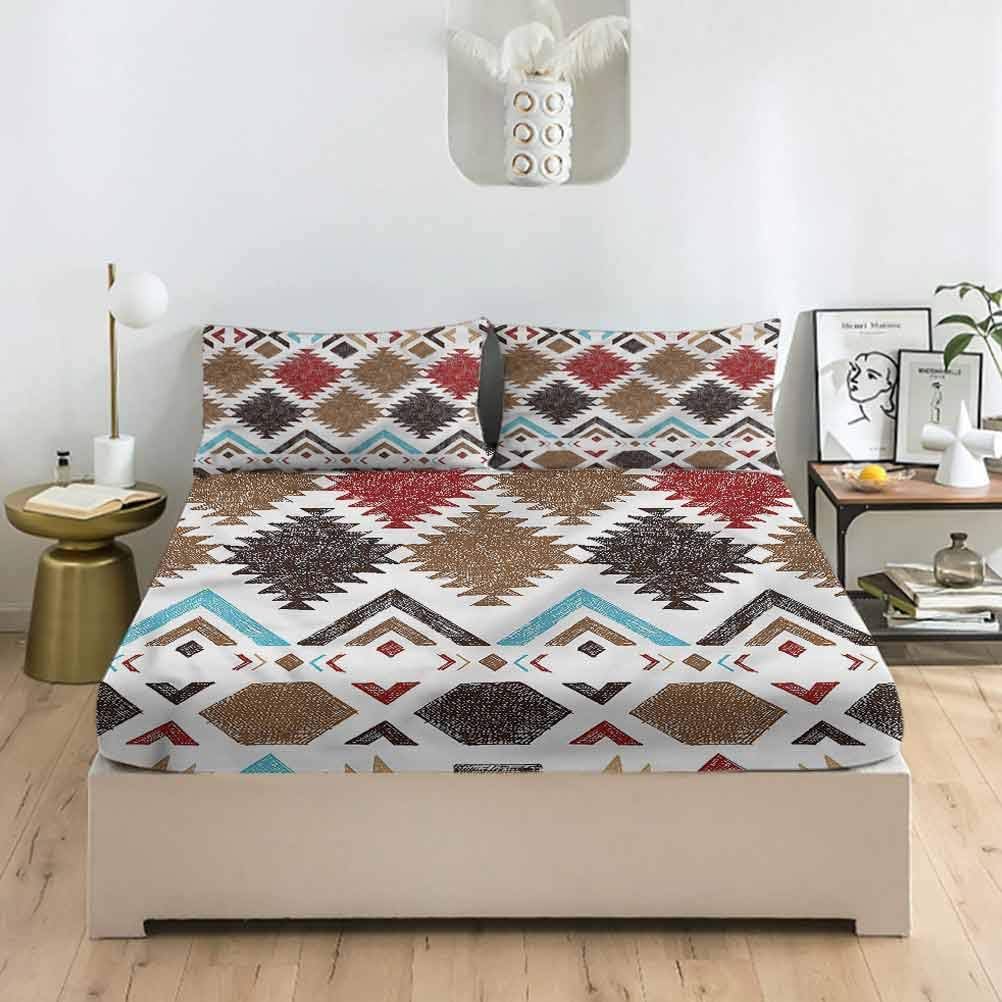 LCGGDB Native American Queen Size Bed Fitted Sheet Set,Indigenous