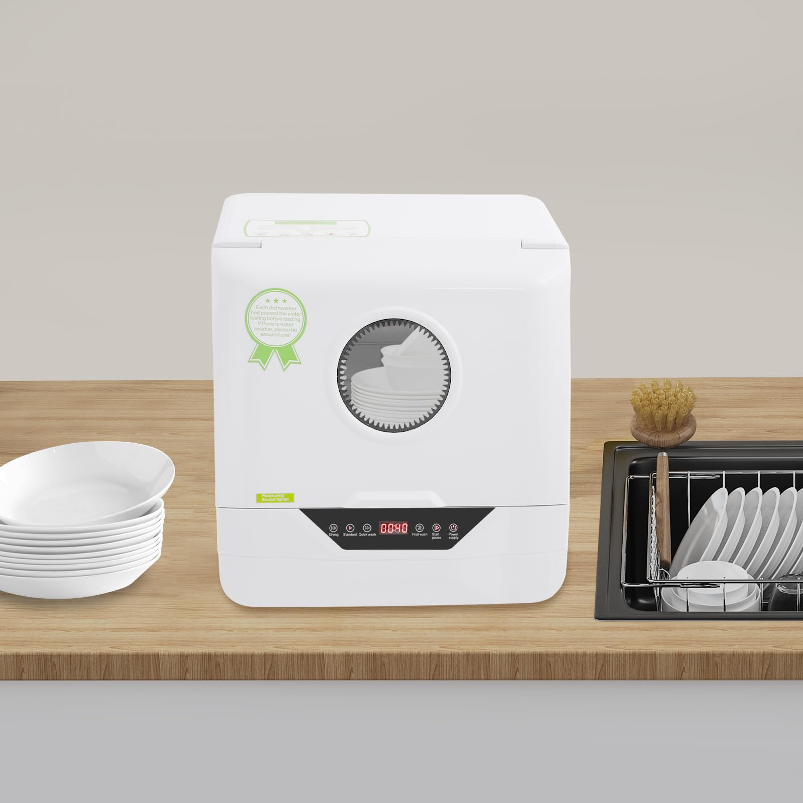 Tischgeschirrspüler mit 4 Waschmodi Geschirrspüler | Wasserverbrauch 6L | für 5 Personen | 360°-Rundumwäsch | Wasserstecker anschließen | 800W | Touch Control LED Anzeige | klein Tischspülmaschine