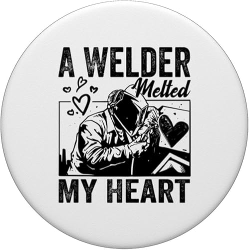 Miniatura 3 de A Welder Melted My Heart Funny Design For Wife Girlfriend PopSockets Standard PopGrip