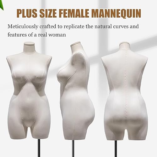 Miniatura 4 de Vestido de maniquí femenino con rueda universal, forma de vestido de mujer de talla grande para tiendas de ropa al por menor (Torso, L)