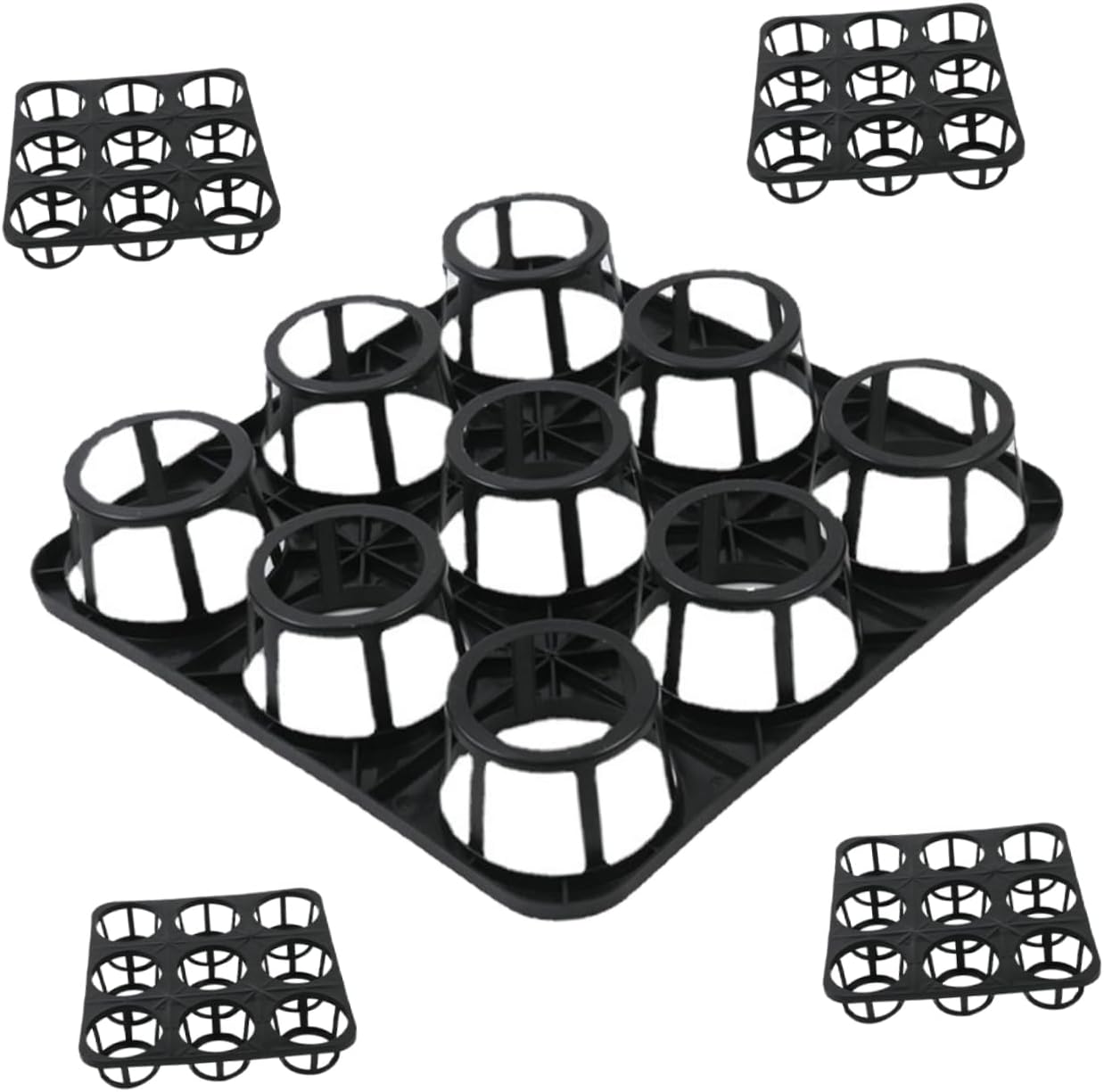 5pcs Nursery Pot Racks Round Design for Easy Plant Germination for Home Gardening Black and Reusable Sowing Brackets