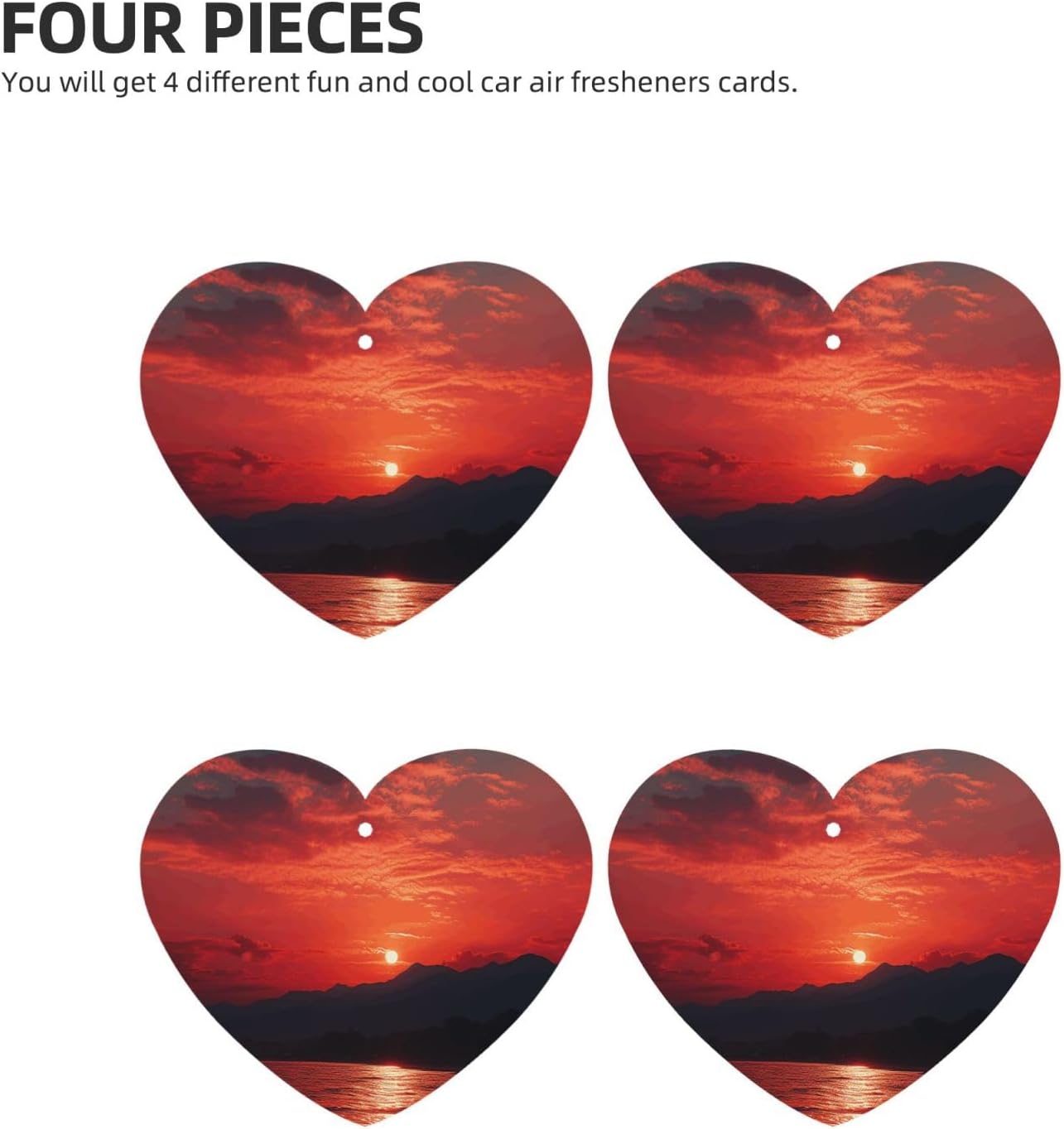 Fiery red sunset Car Air Fresheners Cards Set of 4 Pieces, Long-Lasting Auto Aromatherapy Tablets Gifts Car Rearview Mirror Pendant Hanging Scented Cards for Wardrobe Bathroom image 2