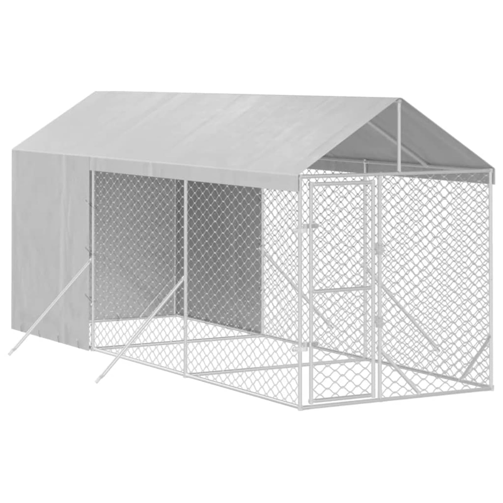 Festnight Perrera para Exterior Grande con Techo Resistente a Agua y UV 2 x 6 x 2.5 m Jaula Casetas de Perros Gallinero para Exterior Acero galvanizado Type-1