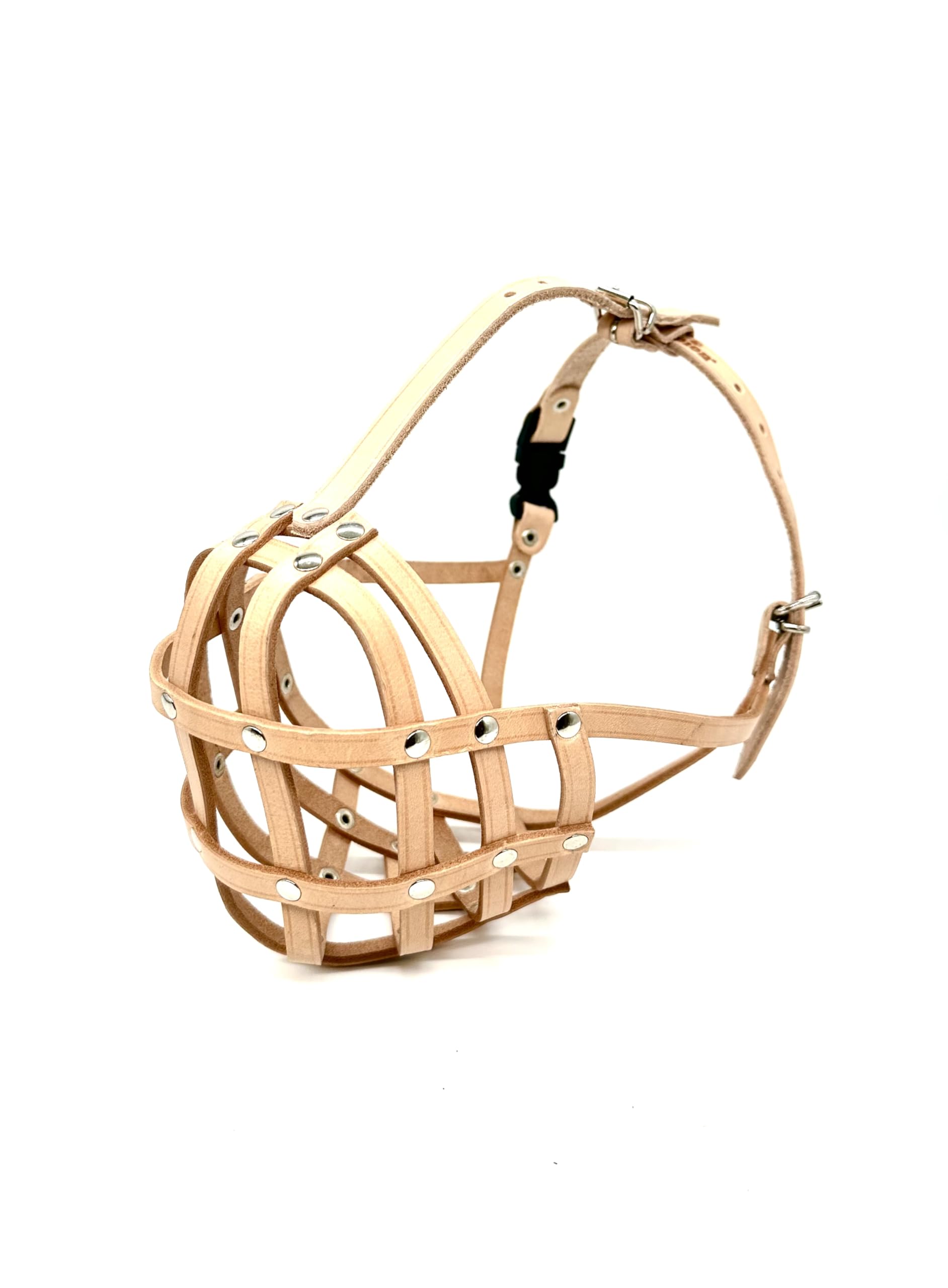 L&J Pets UK Muselière légère en cuir véritable pour bouledogue anglais, panier à museau court respirant pour mordre et récupérer, ajustement doux et réglable pour chiens à face plate (B3/BA, cuir noir