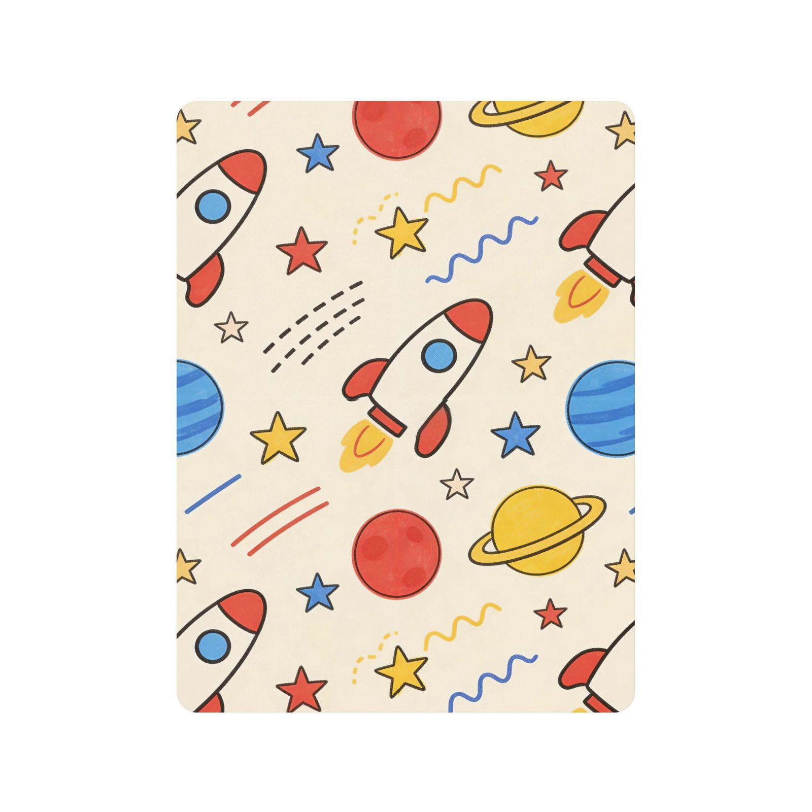Planet Stars Cartoon Spaceship.png Lenzuola per culla per neonati e ragazze, in cotone, morbido e traspirante, materassi per bambini per la decorazione della cameretta dei bambini, 1 confezione de