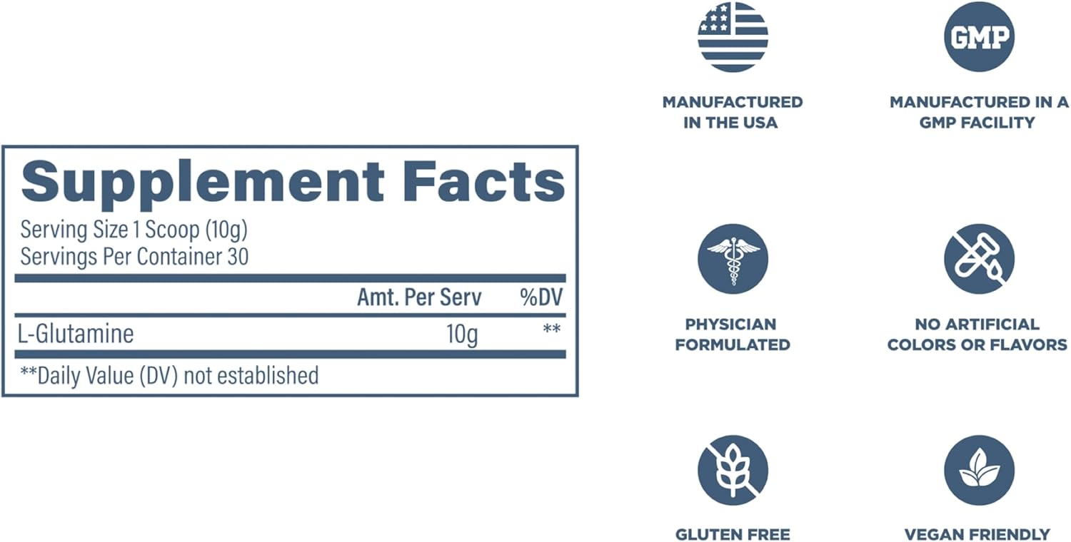 Revive MD Gut L-Glutamine Powder – Muscle Recovery & Immune Support Supplement for Adults – Promotes Digestive Health, Reduces Muscle Soreness & Supports Immunity – Vegan (30 Servings) - Image 5