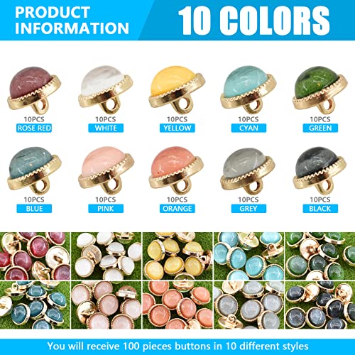 12Mm 100Pcs Metal Shank Pearl Buttons, Assorted Stunning Resin Pearl Sewing Button Vintage Colored Clothes Buttons For Clothing, Bags And Craft Projects #TOP1
