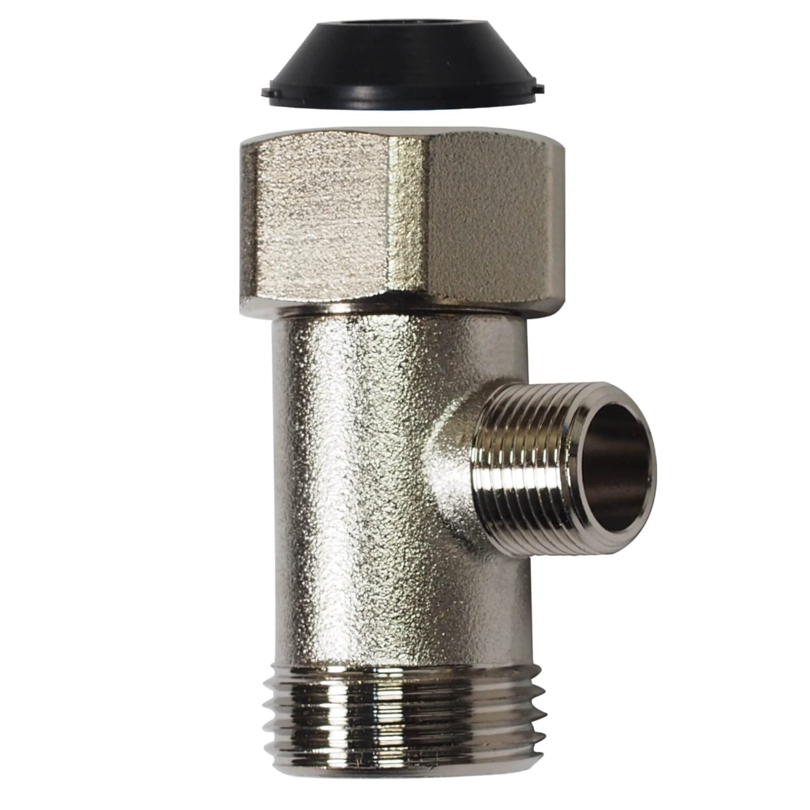 Bidet T Adapter - T Valve Adapter for Bidet, Brass Coated Nickel, (7/8″ x 7/8″ x 9/16″) or (15/16″ x 15/16″ x 9/16″), 3 Way Adapter or Tee Connector
