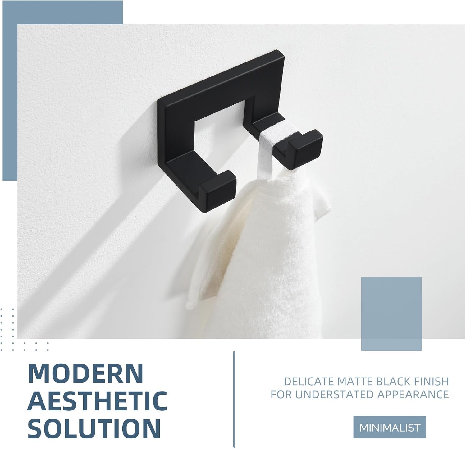 Angle Simple Swivel Towel Holder Bundle with Double Robe Hook (Matte Black) image 2