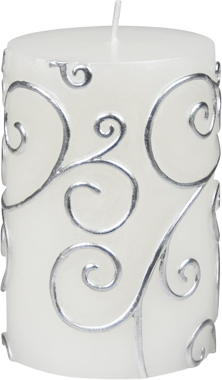 Zest Candle CPZ-067_12 12-Piece Scroll Pillar Candle, 3" x 4", White