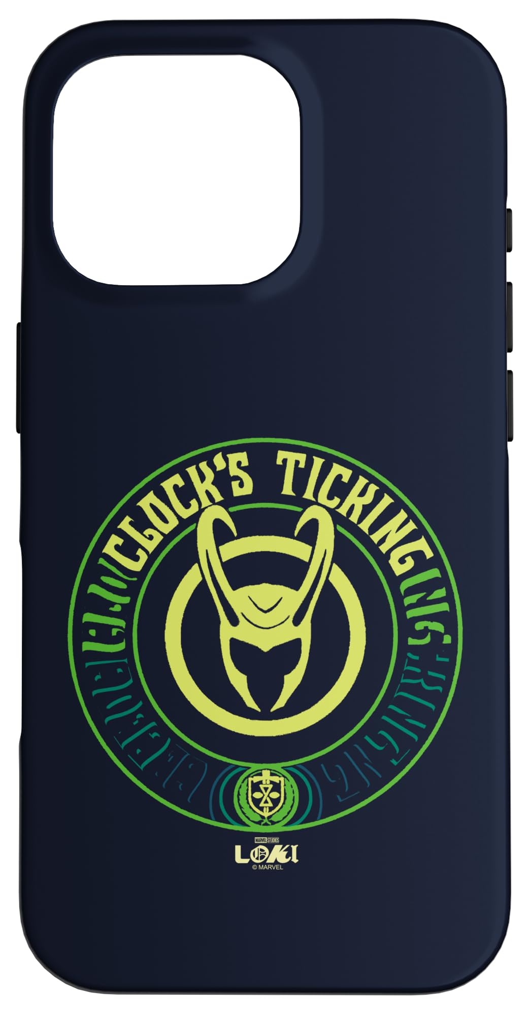iPhone 16 Pro Marvel Loki Clock's Ticking Loki Silhouette Badge Logo Case