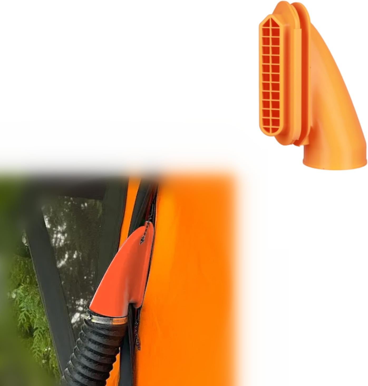 3-Inch Diesel Heater Vent Adapter for Universal Tent Zipper Door, Portable Air Nozzle Duct Fit Camping RV Ice Fishing Shelter, Easy Install Heating Hose Accessory (Orange)